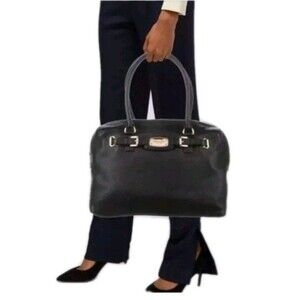 Michael Kors Black Leather XL Weekender Hamilton Satchel Designer Bag